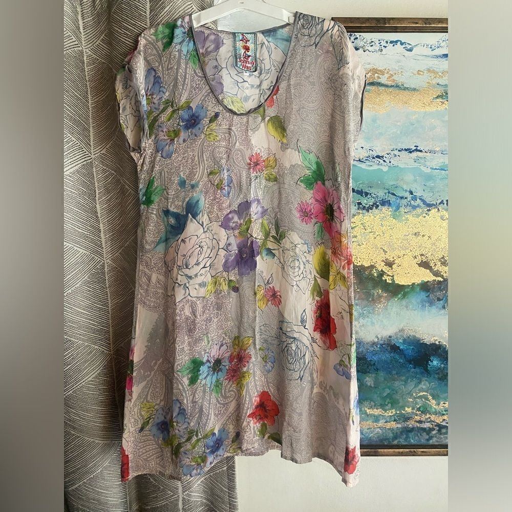 Johnny Was Mini Dress Tunic  Sz Small  Floral Multicolor